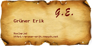 Grüner Erik névjegykártya